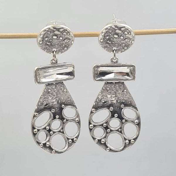 Mosaic Drop Statement Earrings: Clear crystal