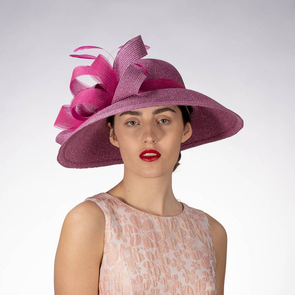 331881 Metallic Wide-Brimmed Church Hats: NAVY / Metallic