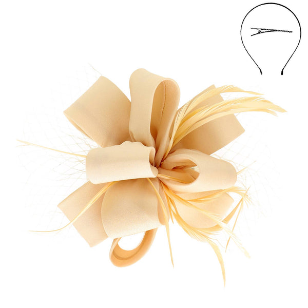Feathered Loopy Sinamay Fascinator : Grey