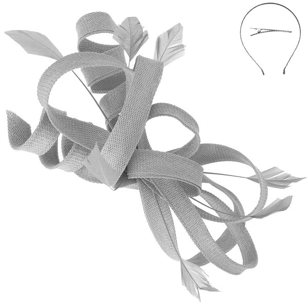 3-Piece Flax Fabric Fascinator Headband and Clip: Black
