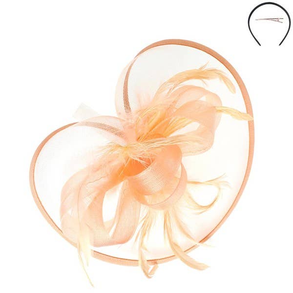 RIBBON MESH FASCINATOR HEADBAND CLIP HTH2718: Iv