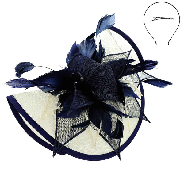 Two Tone Folded Fascinator with Headband and Clip: Red