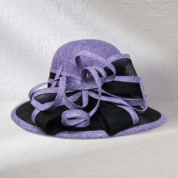 Two Tone Bow Accent Elegant Sinamay Dressy Hat: Beige,Brown