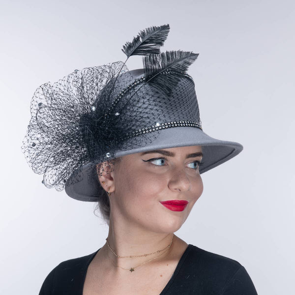 400769 Wool Felt Tear Drop Crown Hat: MINK / BROWN / Felt