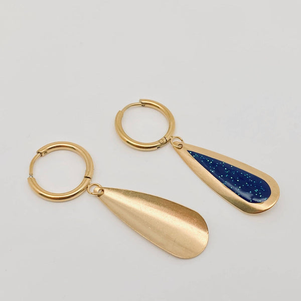 Enamel Drop-shaped Pendant Stainless Steel Huggie Earring