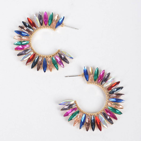 Rhinestone Earring: Clear Gold
