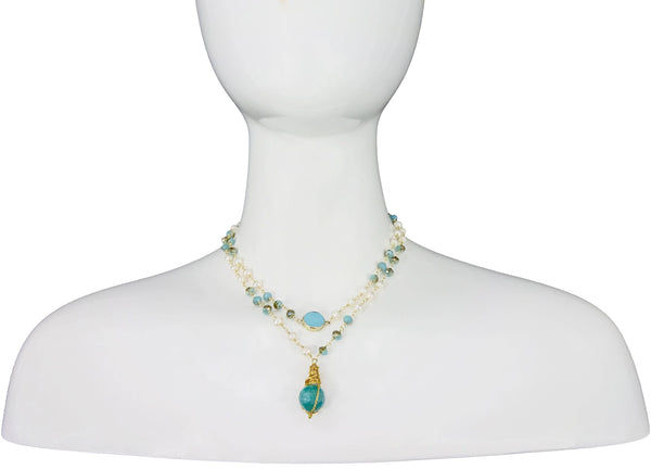 Wire Wrapped Stone Pendant Necklace