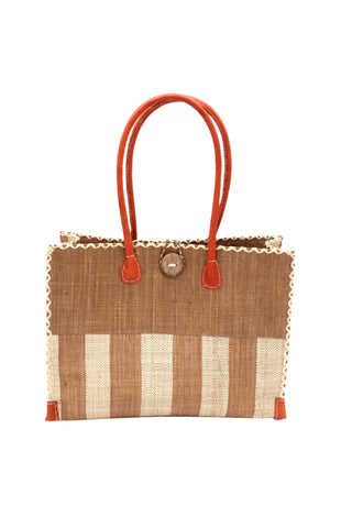 Two Tone Stripe Straw Beach Bag