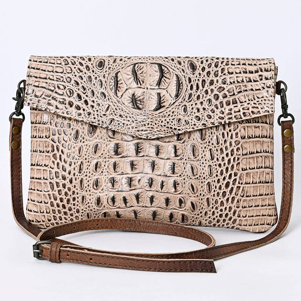 ADBGS178 Crocodile Embossed Genuine Leather Crossbody Envelope - Western Style: ADBGS178BJ