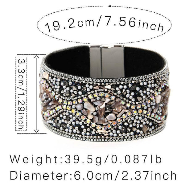 Bohemian Handmade Gravel Beads Magnetic Buckle Bangle: 4