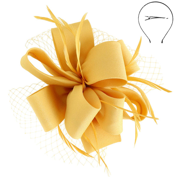 Feathered Loopy Sinamay Fascinator : Grey