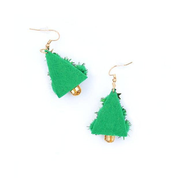 Tinsel Christmas Tree Earrings