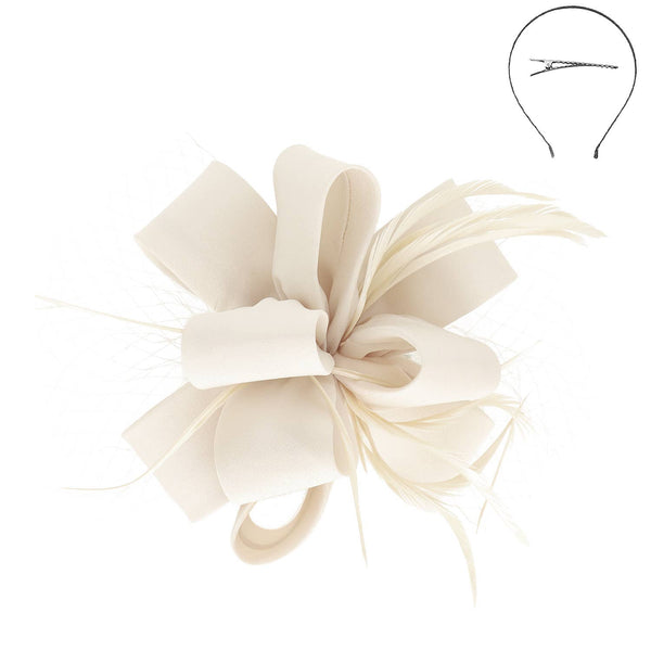 Feathered Loopy Sinamay Fascinator : Grey