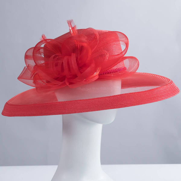 301886 Ribbon Bow Crinoline Brim Poly Straw Hats: PP / NAVY