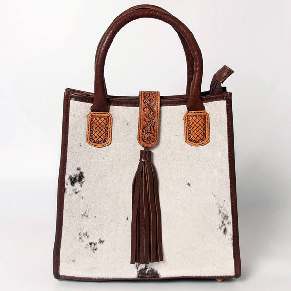 LC-ADBGA279 American Darling Cowhide Tote with Tooled Leather & Tassel Genuine Hair-On Hide: ADBGA279C