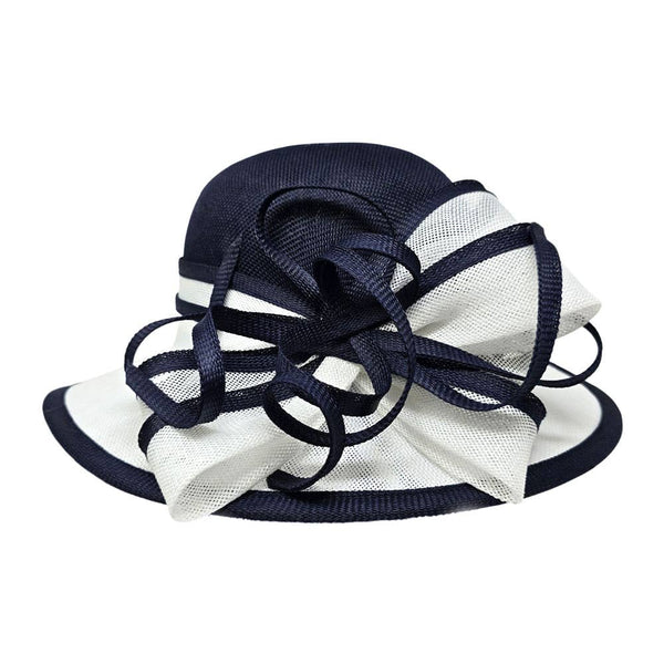 Two Tone Bow Accent Elegant Sinamay Dressy Hat: Beige,Brown