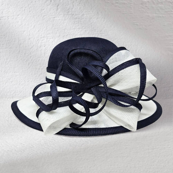 Two Tone Bow Accent Elegant Sinamay Dressy Hat: Beige,Brown