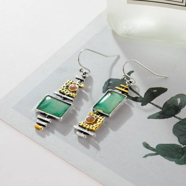Asymmetric Earrings E3586: Green