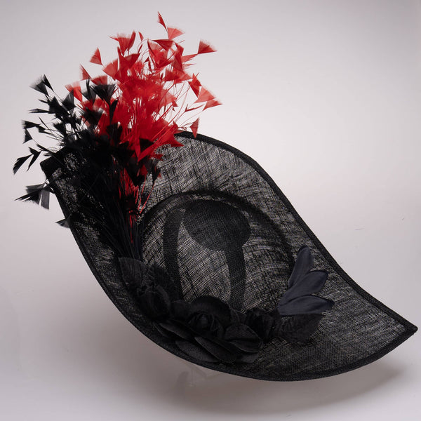 Sinamay Base With Flowers And Feathers Finishing On The Brim: Yellow