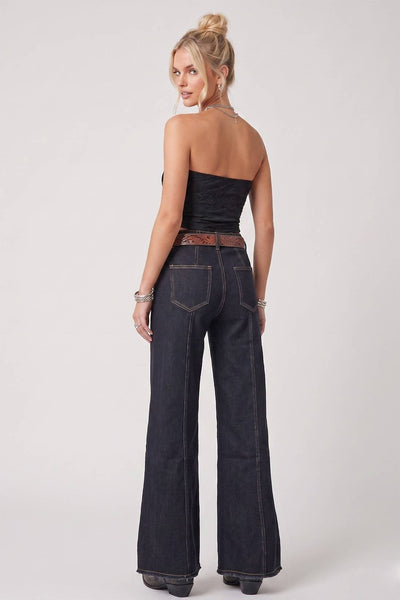 WIDE LEG PALAZZO FIT JEANS 2472PIA BLACK: Black / L