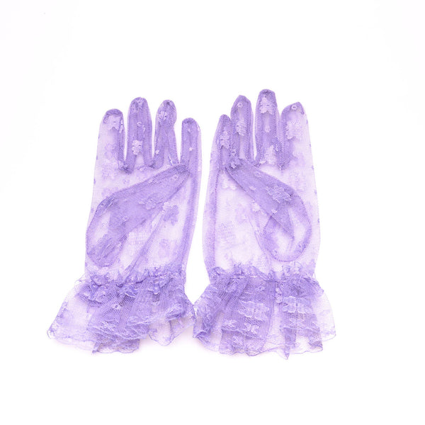 GLOVE-01 Wrist Length Lace Gloves: Black