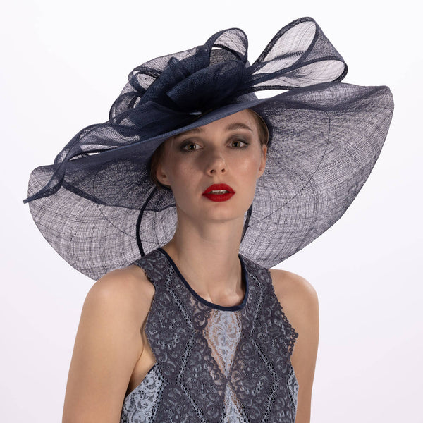 Large Wrapped Abstract Bow Sinamay Hat | 116033: Silver