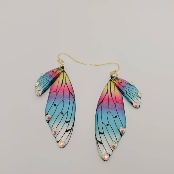 Gradient Cicada Wings Butterfly Wings Earrings: F