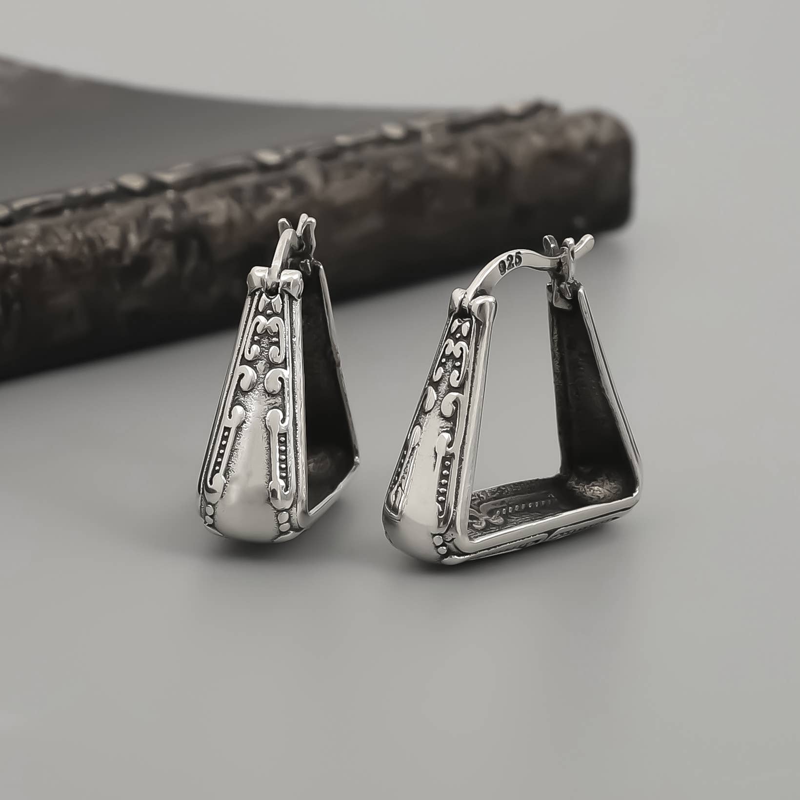 Boho Earrings , Women Unique Silver Hoop Earrings