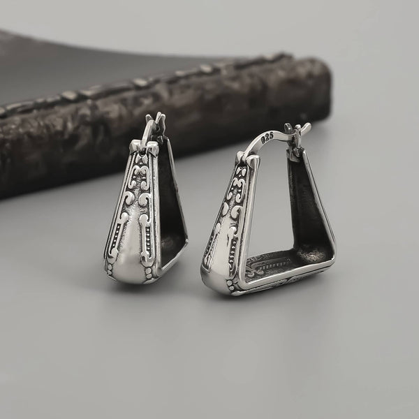 Boho Earrings , Women Unique Silver Hoop Earrings
