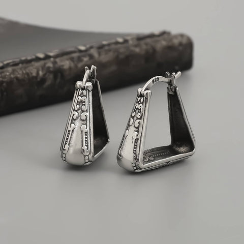 Boho Earrings , Women Unique Silver Hoop Earrings