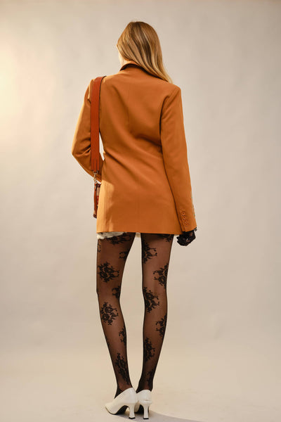 23504J Woven Suiting Studded Embroidered Blazer: CAMEL / S-M-L (2-2-2)