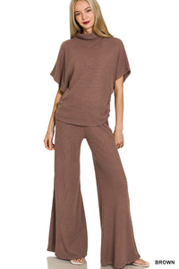 Knit Mock Neck Pants Set