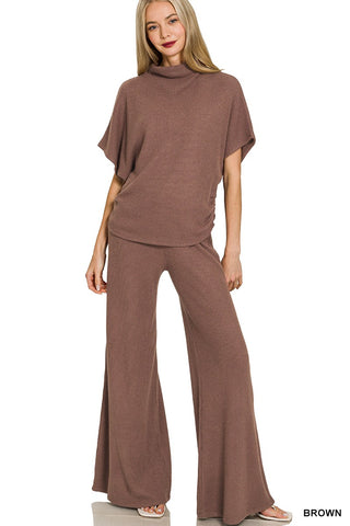 Knit Mock Neck Pants Set