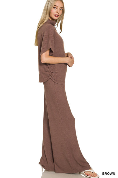 Knit Mock Neck Pants Set