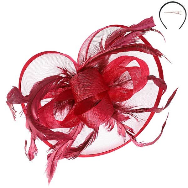 RIBBON MESH FASCINATOR HEADBAND CLIP HTH2718: Iv