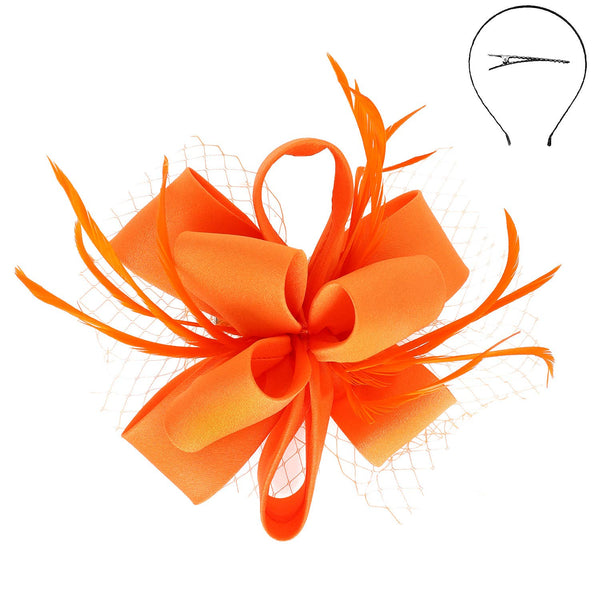 Feathered Loopy Sinamay Fascinator : Grey