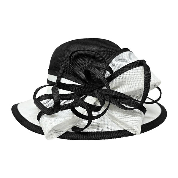 Two Tone Bow Accent Elegant Sinamay Dressy Hat: Beige,Brown