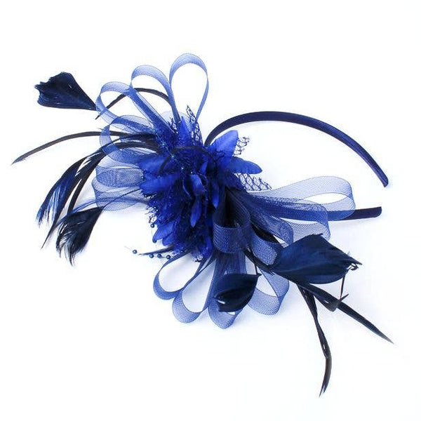 Style Elsie. Navy Looped Fascinator On An Aliceband