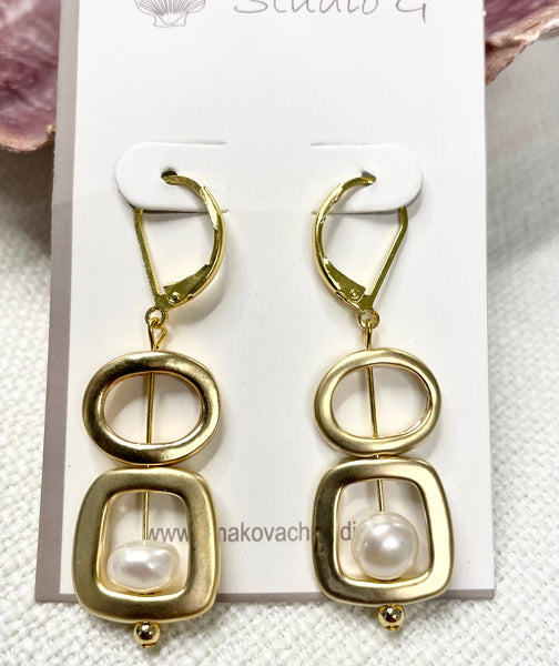 #57EDBL-Double Modern Earring: SILVER/AQUA