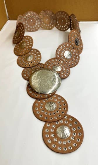 Leather belt disc shape