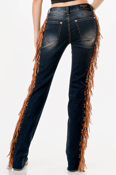 Tassel Trim Sides Mid-Rise Boot Cut 32" | EB-81723-32 : 32" / 25