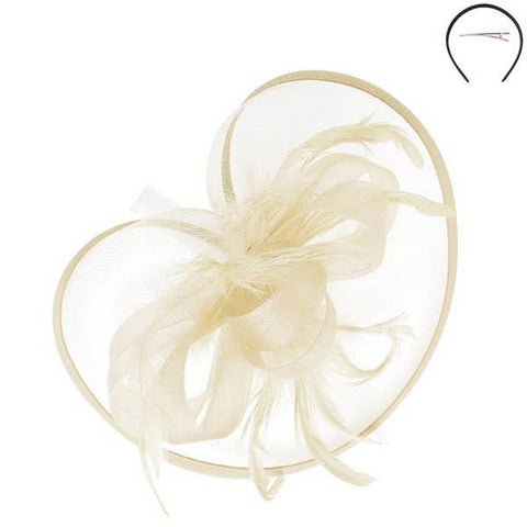 RIBBON MESH FASCINATOR HEADBAND CLIP HTH2718: Iv