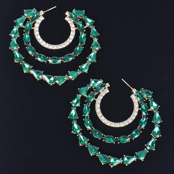 Stone Double Hoop Earring: Clear