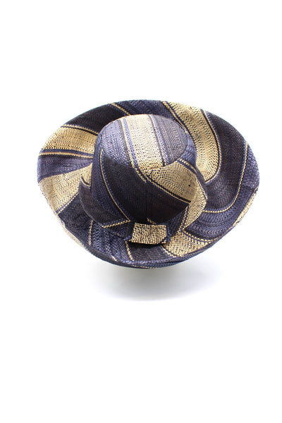 Black Stripe 5" Brim Packable Straw Hat
