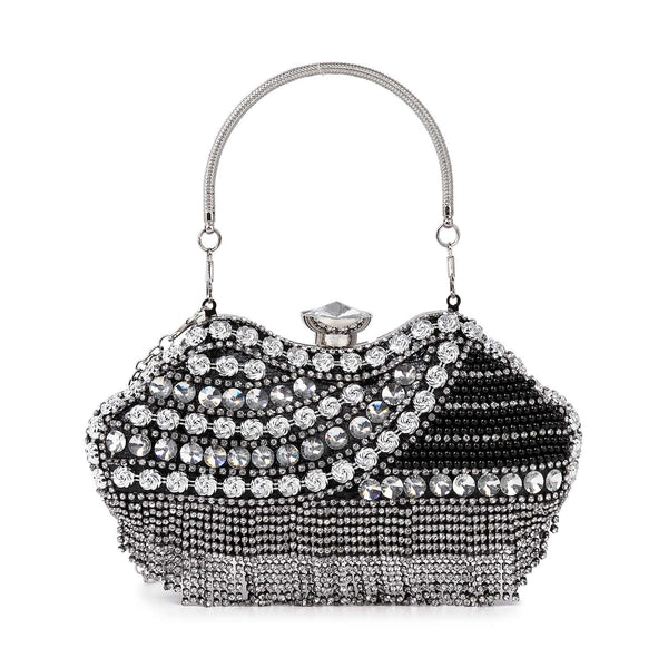 Dazzling Multi Stone Evening Bag: Silver
