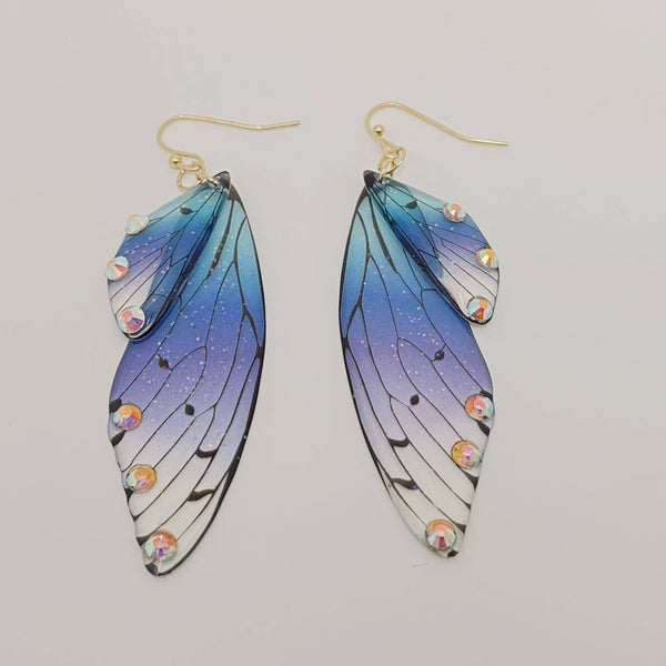 Gradient Cicada Wings Butterfly Wings Earrings: F