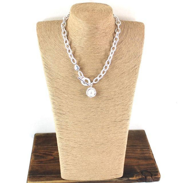 N20116 Pearl Ball Chain Link Collar Toggle Necklace: 01 GD