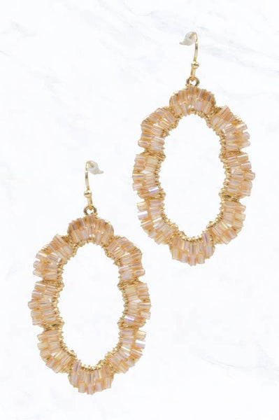 Crimson Beaded Hoop Earrings: Burgundy
