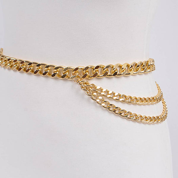 Layered Chain Belt: Silver