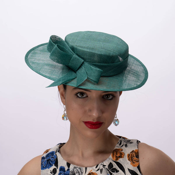 Sinamay Sailor Hat With Sinamay Bow with elastic attachment: Pink